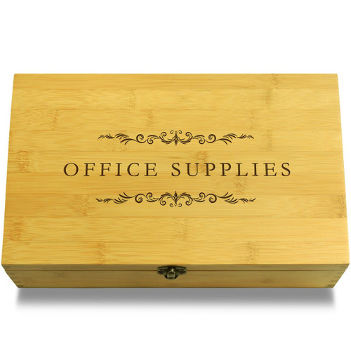 Office Supplies Filigree Wood Chest Lid